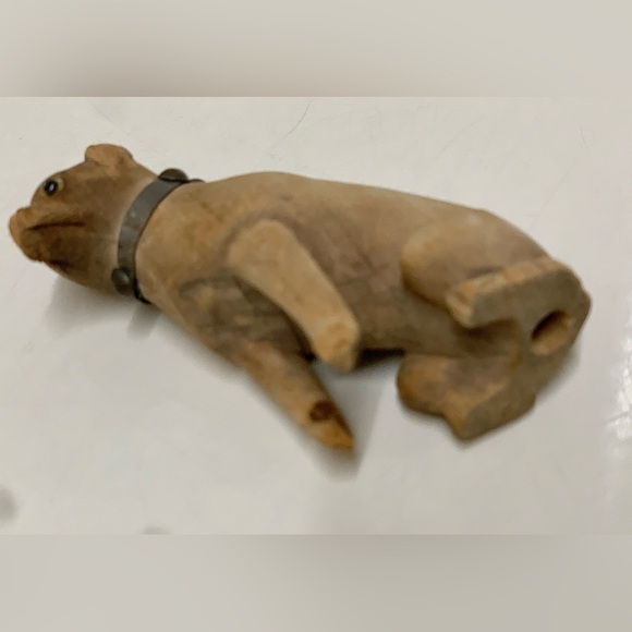 Late 19th Century Antique Rustic Primitive Hand Carved Sitting Toy Dog Statuette - Picture 9 of 16